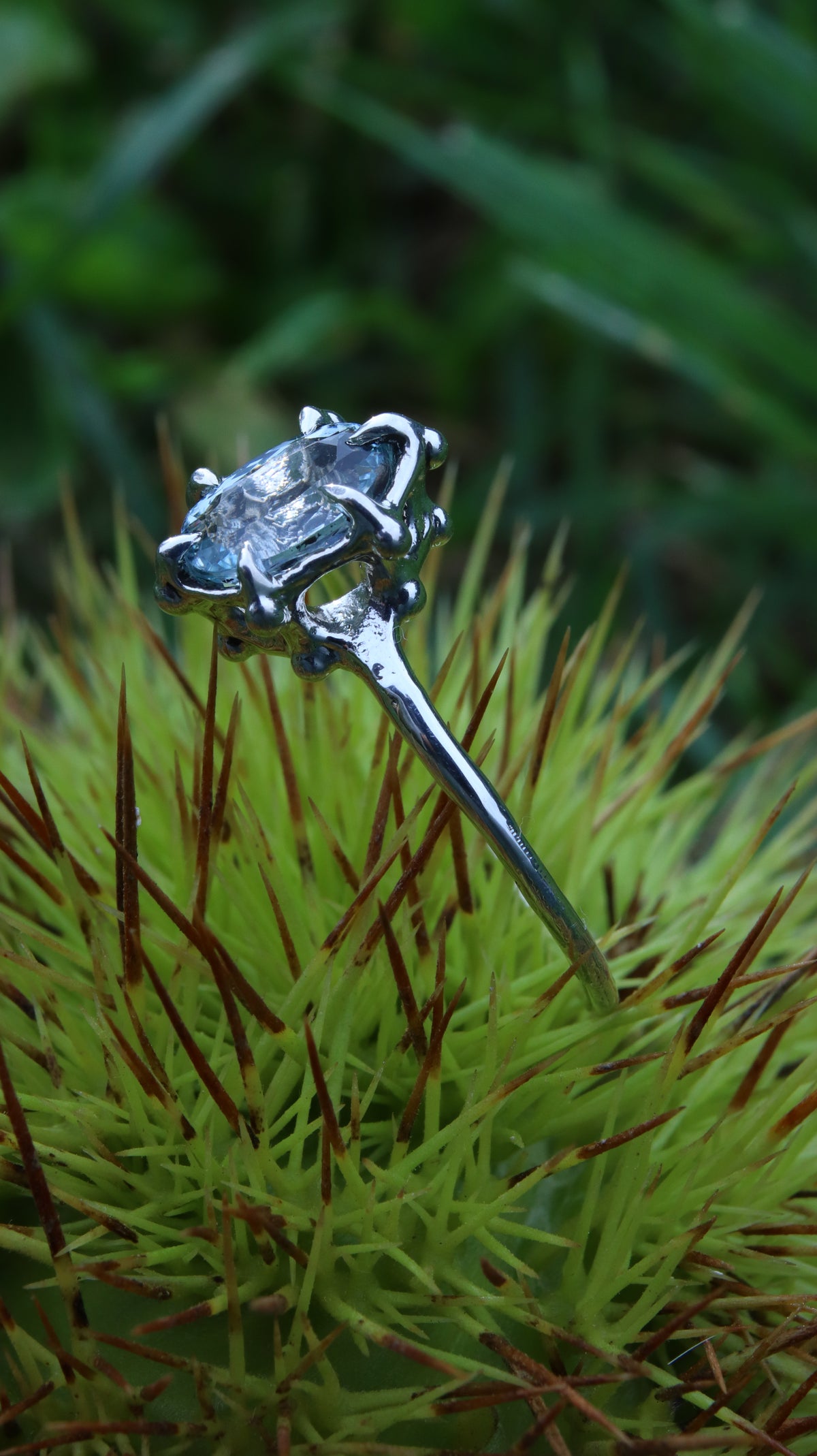 Anello "Granelli" con Acquamarina Ovale