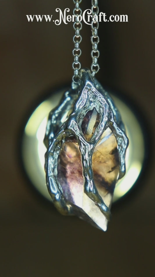 "Roots" Pendant in Silver with Partially Faceted Iolite 