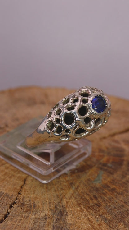 Spugna marina - Anello in argento con cianite