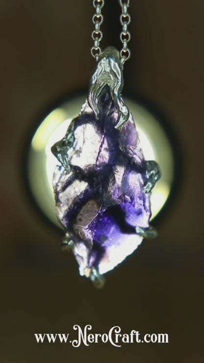 "Roots" Pendant in Silver with Partially Faceted Iolite 