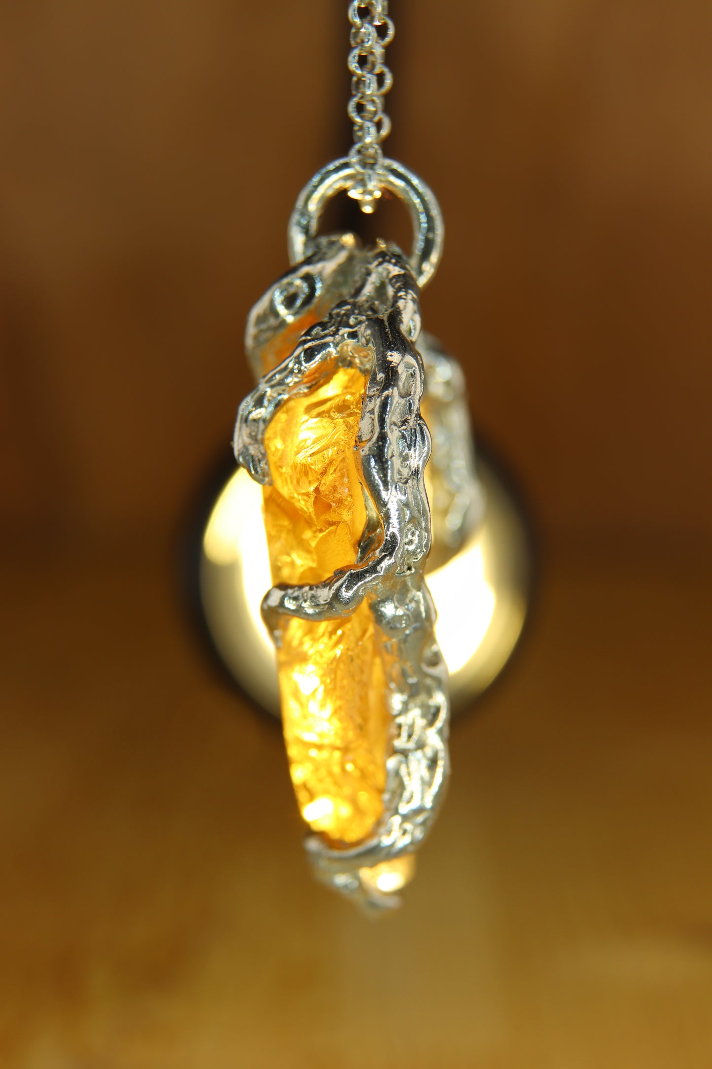 Ciondolo "Roots" in Argento con Quarzo misto Citrino-Ialino Taglio Custom