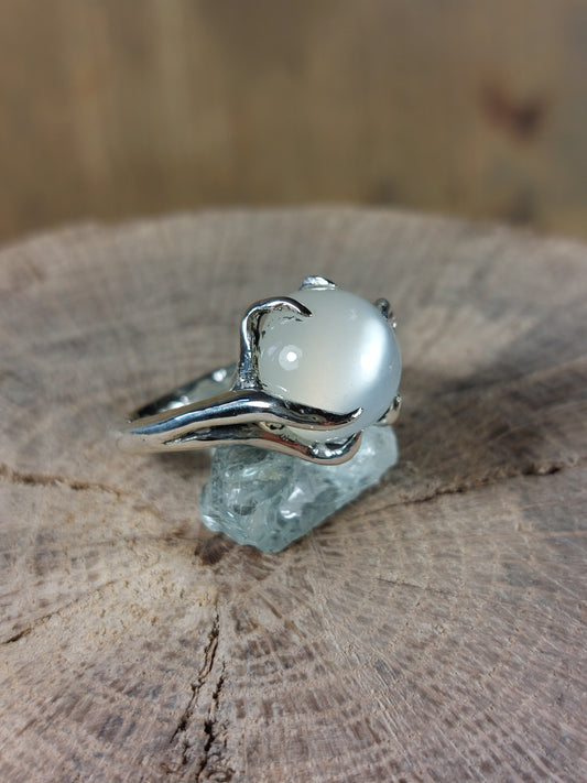 Anello "Radici" con adularia pietra di luna