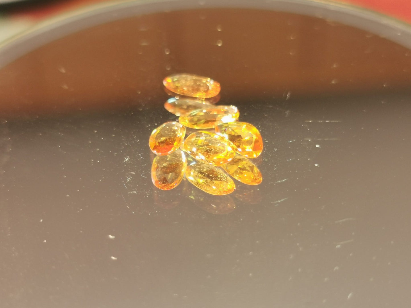 Lotto di 5 Zaffiri arancio taglio rosetta forma fancy 1,83 ct totali