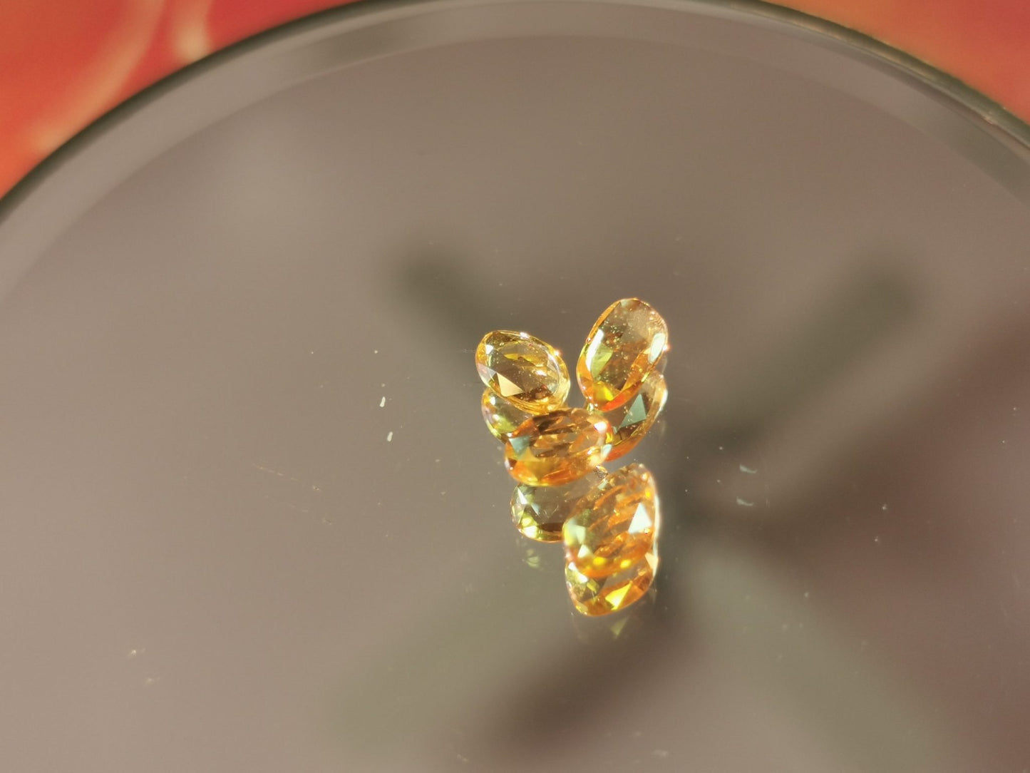 Lotto di 4 Zaffiri arancio taglio rosetta forma fancy 1,62 ct totali