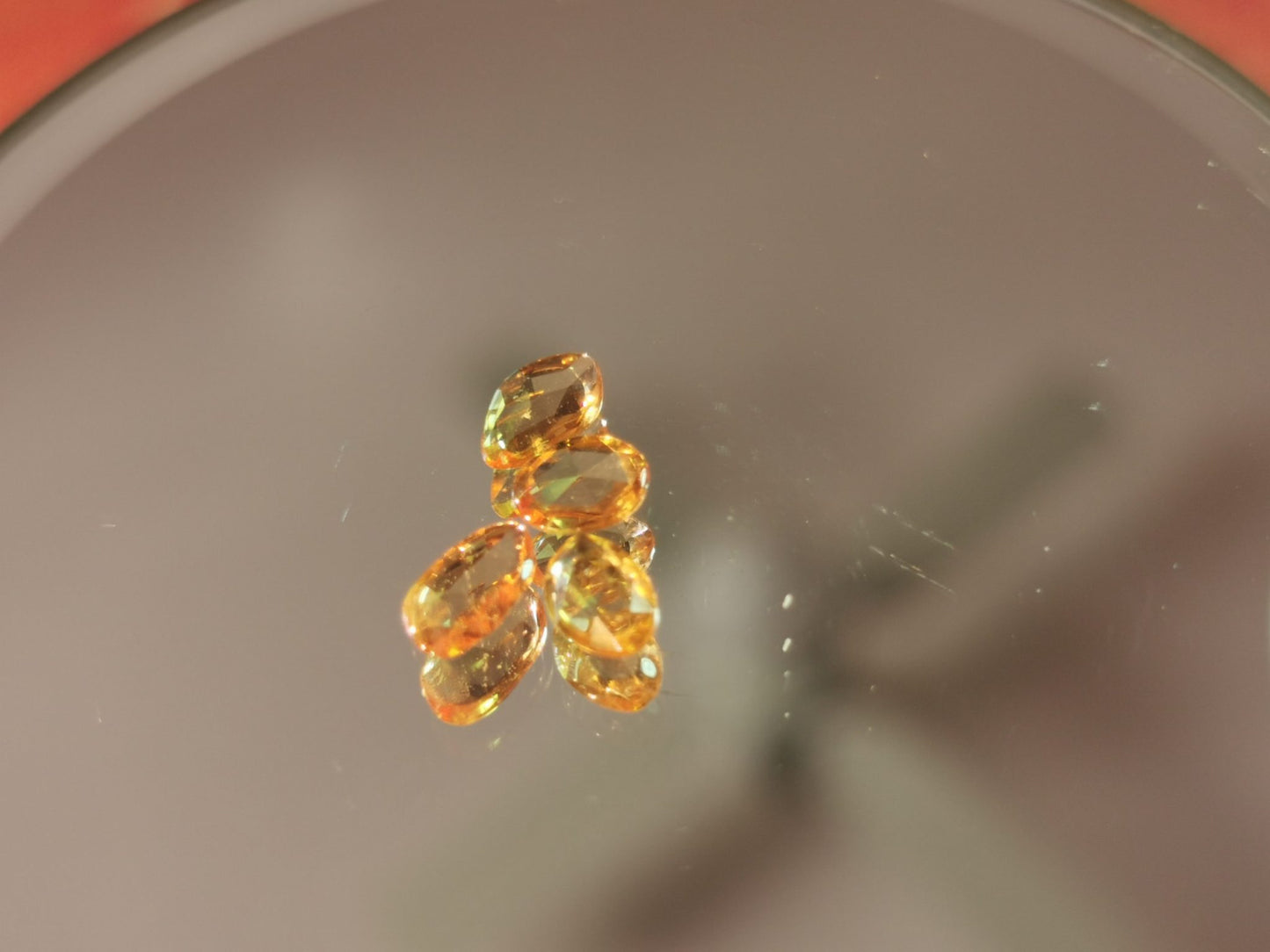 Lotto di 4 Zaffiri arancio taglio rosetta forma fancy 1,62 ct totali