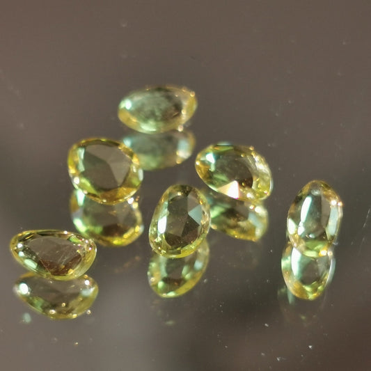 Lotto di 6 Zaffiri giallo taglio rosetta forma fancy 1,28 ct totali