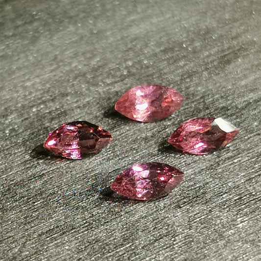Lotto di quattro Granati Rodolite taglio marquise 1,22 ct totali