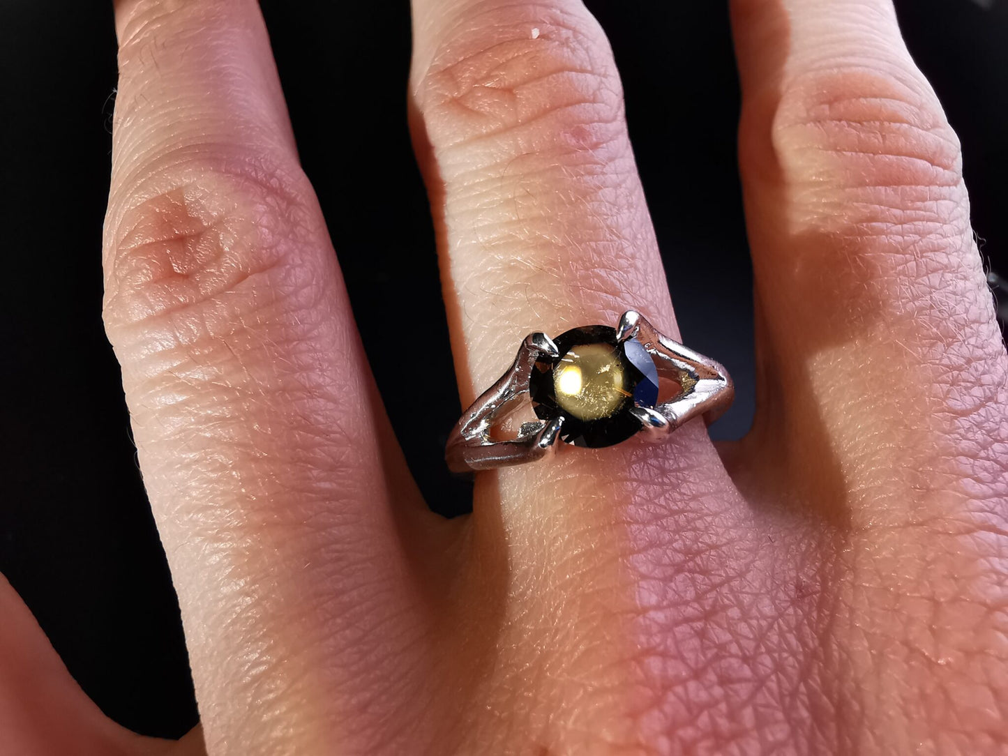 Solitario in Argento con Quarzo Fumé