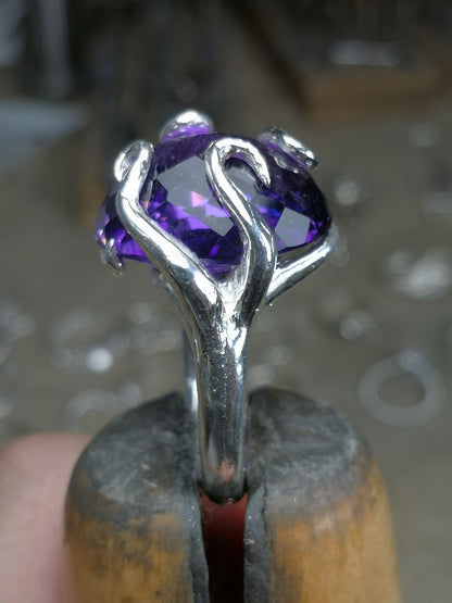 Roots XL Custom in Argento con Ametista di sintesi