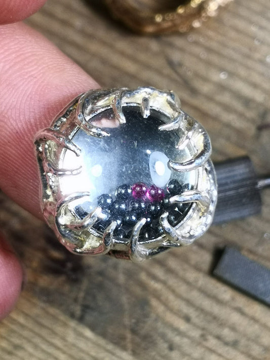Anello "Staremo Insieme" con sfere di Zirconio e Rubino
