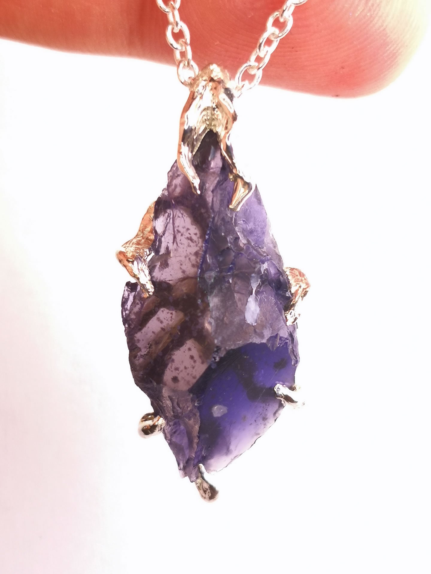 Ciondolo "Roots" in Argento con Iolite Parzialmente Sfaccettata