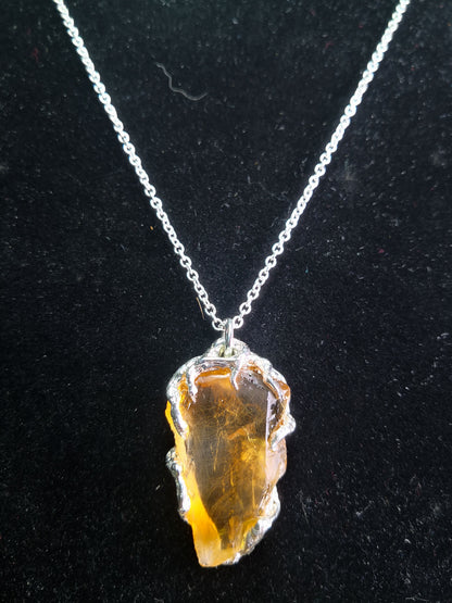 Ciondolo "Roots" in Argento con Quarzo misto Citrino-Ialino Taglio Custom