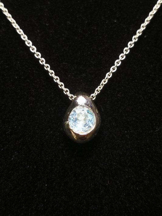 Ciottolo in Argento con Topazio Sky Blue Tondo