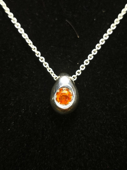 Ciottolo in Argento con Zaffiro Arancio Tondo