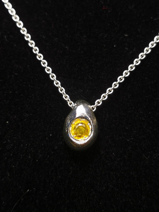 Ciottolo in Argento con Zaffiro Giallo Tondo