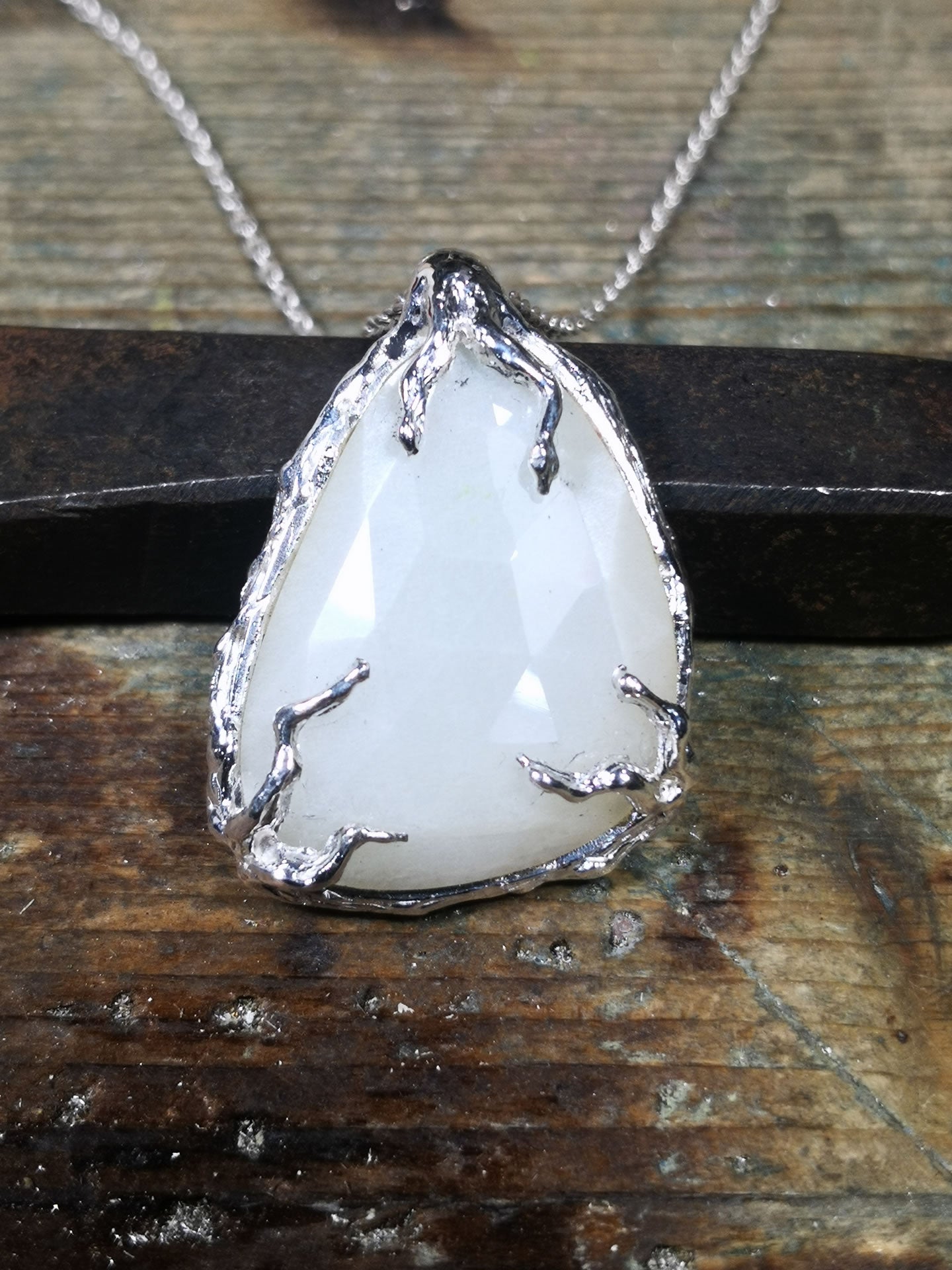 Ciondolo "Roots" in Argento con Selenite